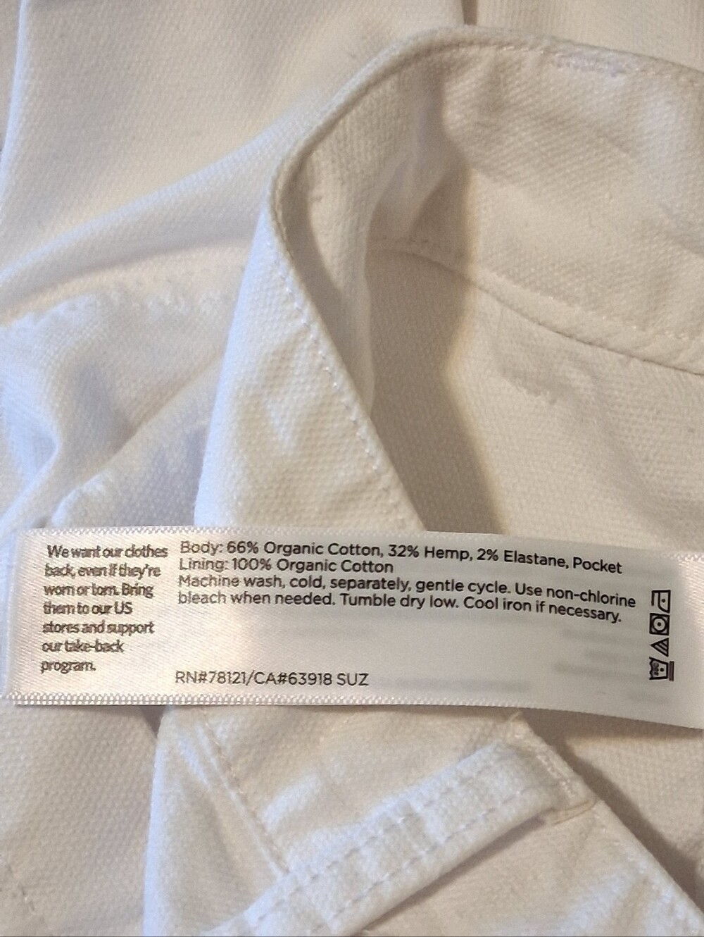 Eileen Fisher White Organic Cotton Blend Pant Classic Tapered High Rise Sz4 - Picture 15 of 16